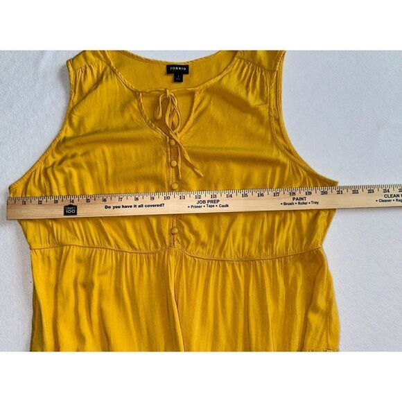 Torrid Women's Rayon Slub Button-Front Yellow Tiered Tank Sz 1 - Picture 9 of 11